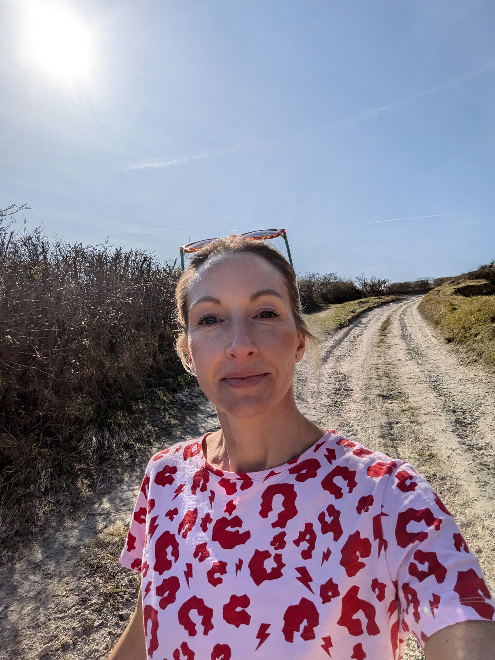 Nic Elgar on a chalk track on the South Downs in winter sun